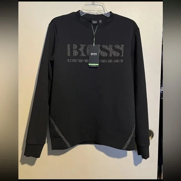 NWT’s Hugo Boss Crewneck Sweatshirt Black/Gold Pixellated Men's Size Small